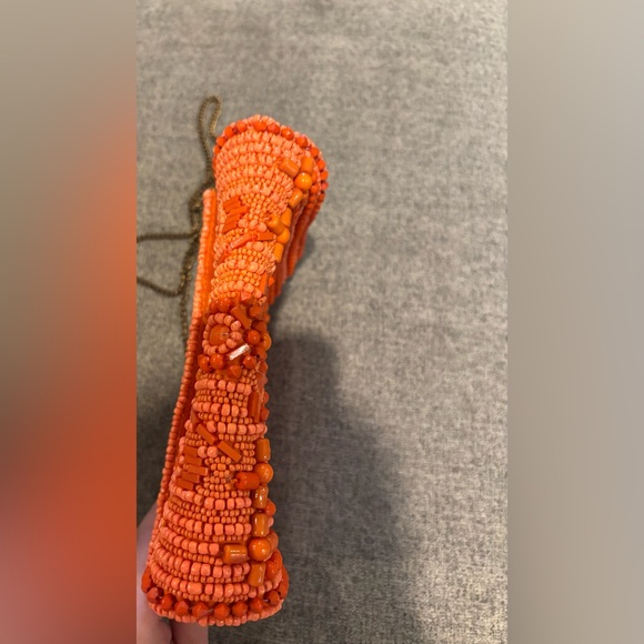 Antik Kraft Beaded Geometric Crossbody Clutch Orange Crossbody Bag purse - Picture 6 of 15